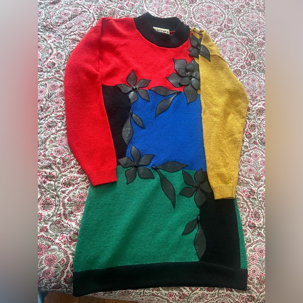 Viviana Red and Black Vintage Sweater Dress